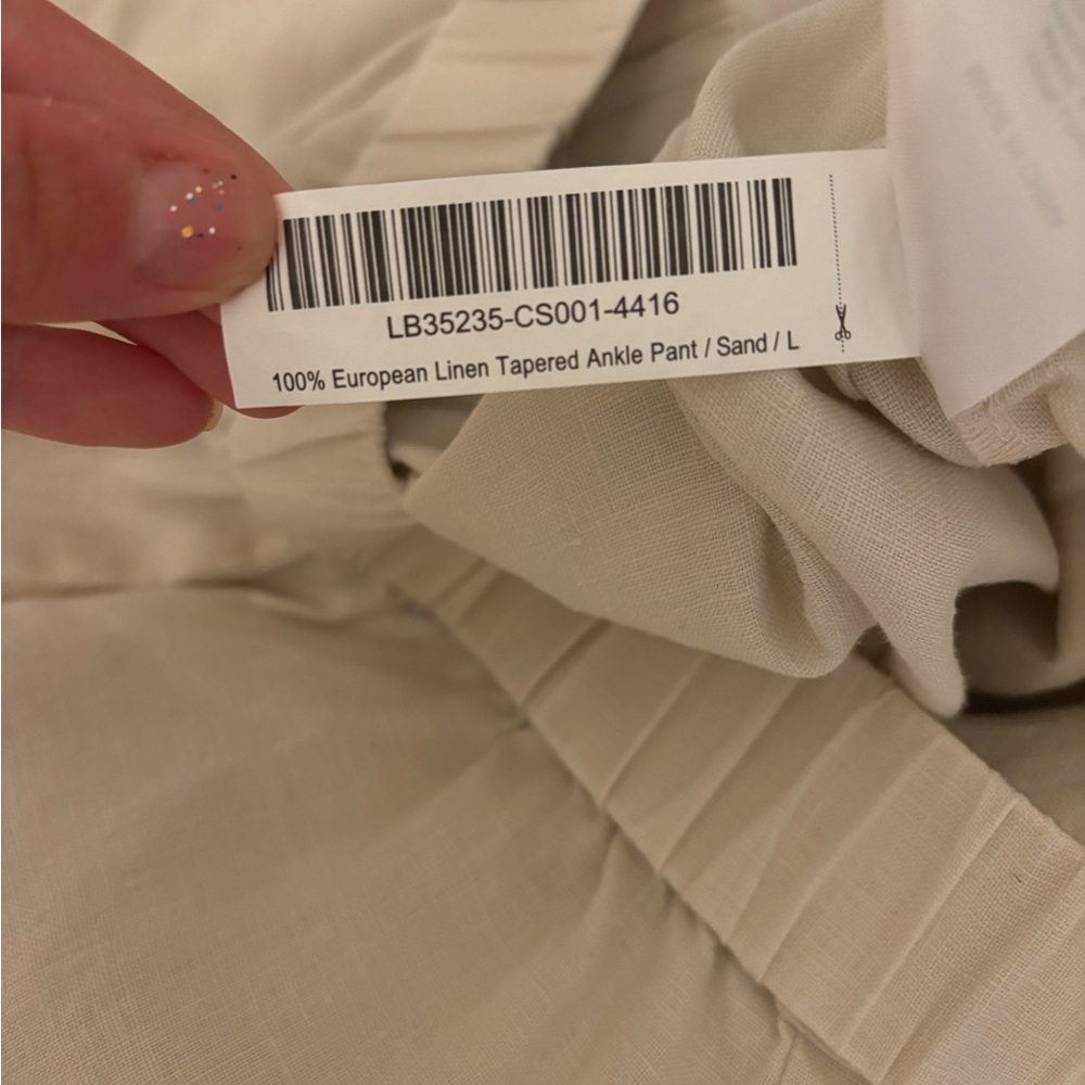 Quince 100% European Linen Tapered Ankle Pants Pockets, Sand - Picture 8 of 11